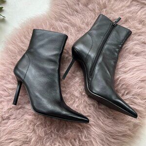 Steve Madden Iyanna Black Leather Stiletto Point Ankle Boots Size 8 (US)